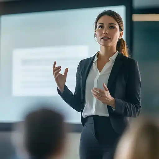 A professional in a talk